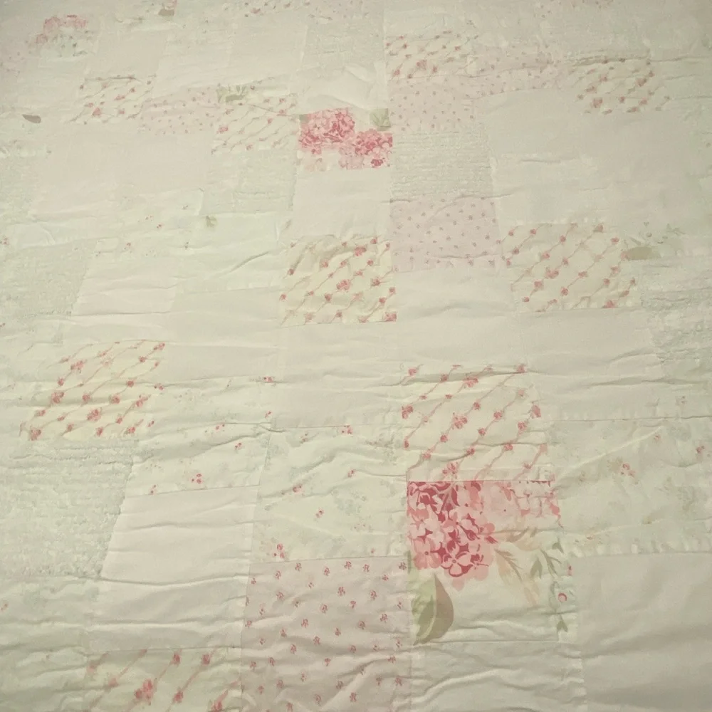 Simply Shabby Chic White and Pink Patchwork Quilt